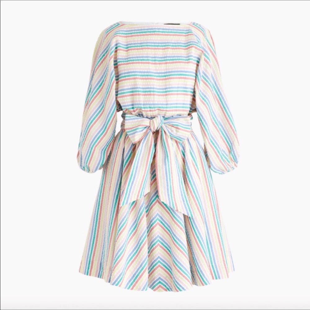 J. Crew Dolman Sleeve Rainbow Seersucker Dress